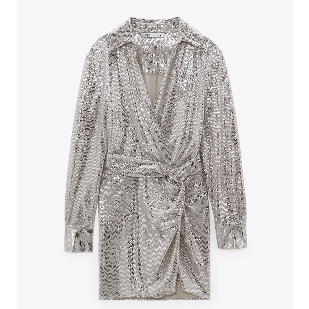 Zara NWT SPARKLY KNOTTED DRESS